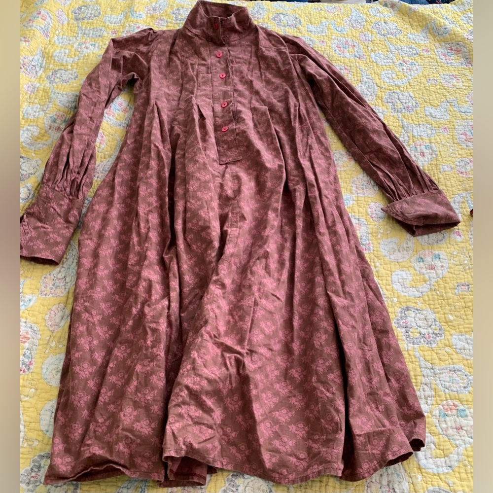 Laura Ashley Brown and Pink Cotton Smock Dress